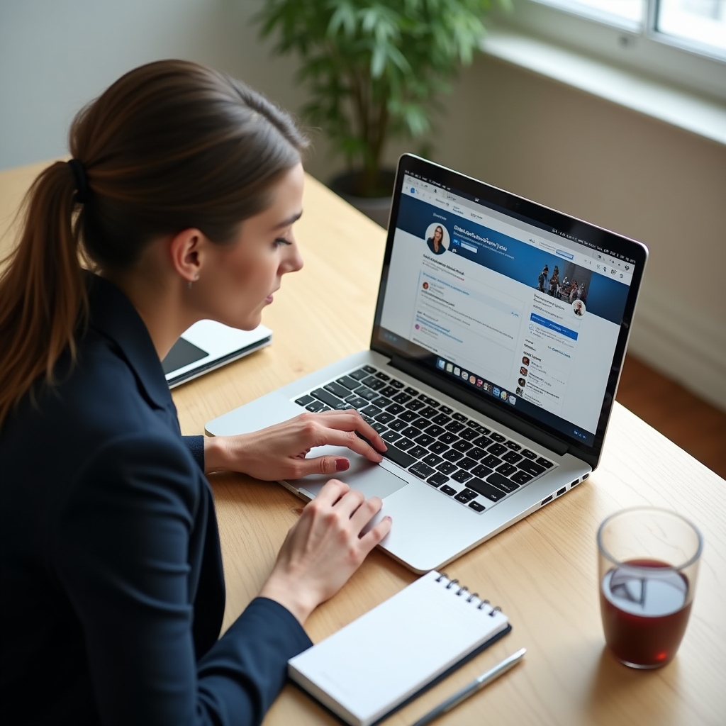 Firemný LinkedIn profil na obrazovke